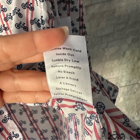 GRAYSON “The Hero” Size 1 Bicycle Print Cotton Button Down New without Tags - Picture 5 of 8